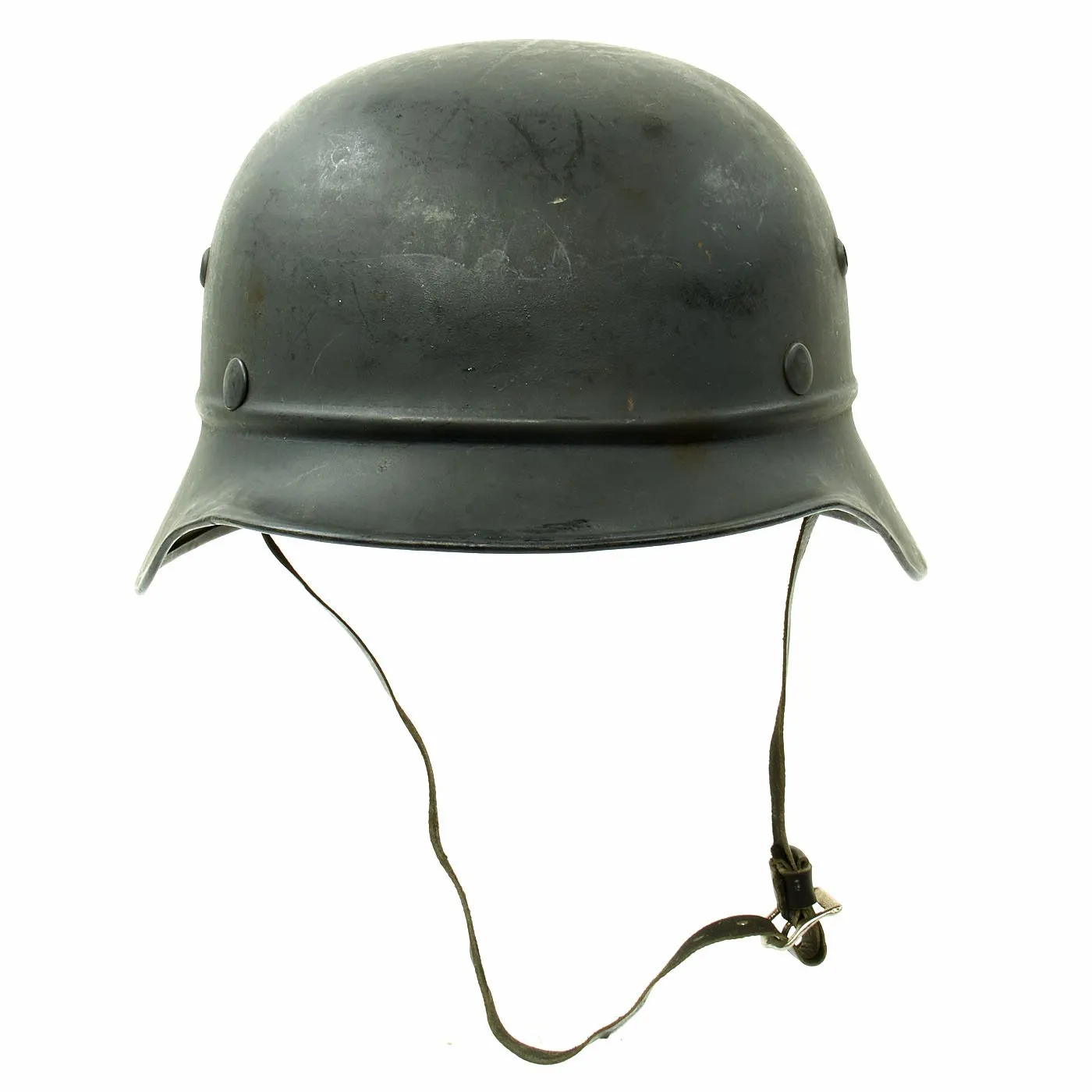 Original German WWII Beaded M35 NSDAP Double Decal Civic Police Steel Helmet - size 57 Liner