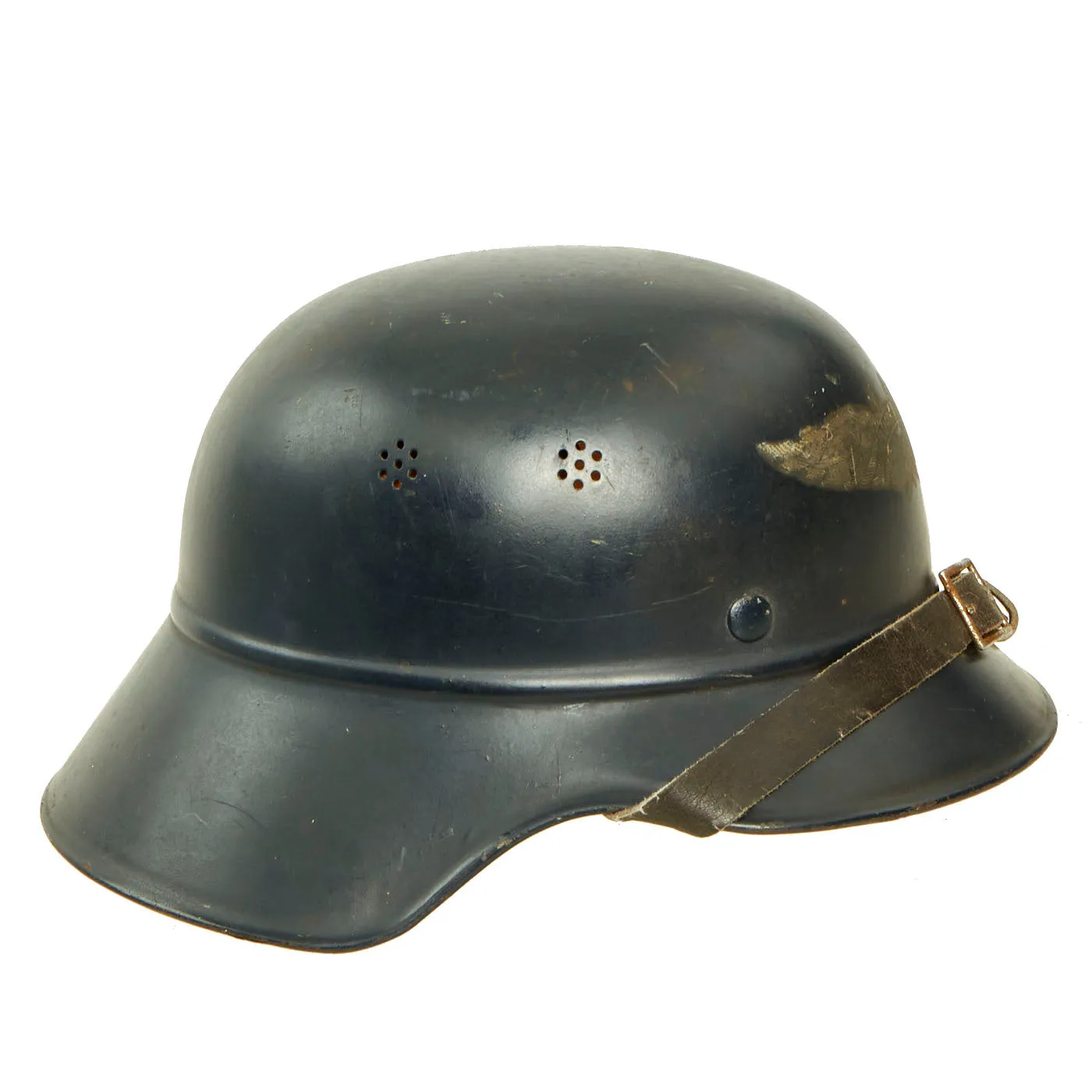 Original German WWII M38 Luftschutz Beaded Gladiator Air Defense Helmet with Single Piece Shell - dated 1939