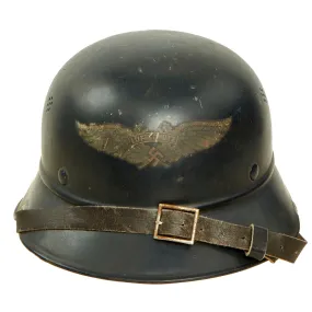 Original German WWII M38 Luftschutz Beaded Gladiator Air Defense Helmet with Single Piece Shell - dated 1939