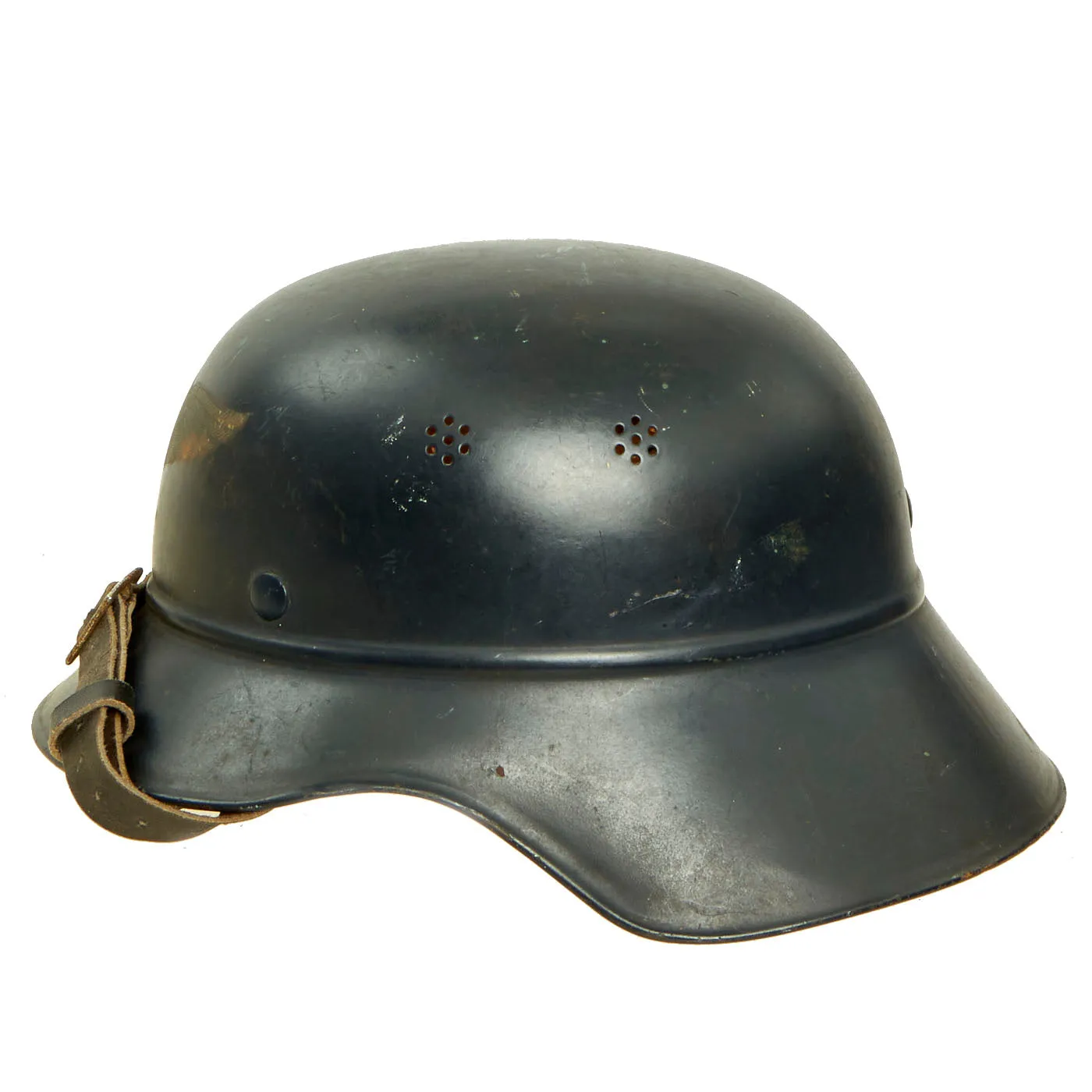 Original German WWII M38 Luftschutz Beaded Gladiator Air Defense Helmet with Single Piece Shell - dated 1939