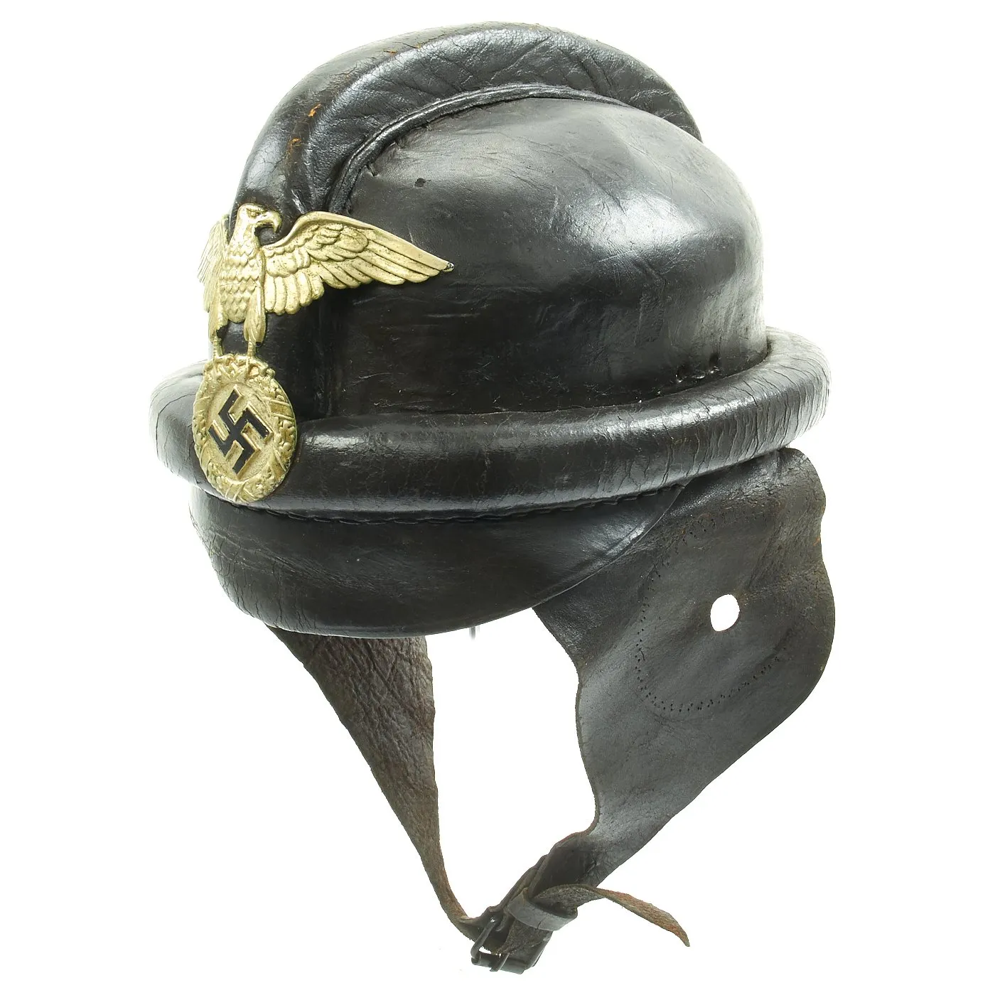 Original German WWII Named 1st Pattern NSKK Crash Helmet - Hans Kiefel 73 / M77.