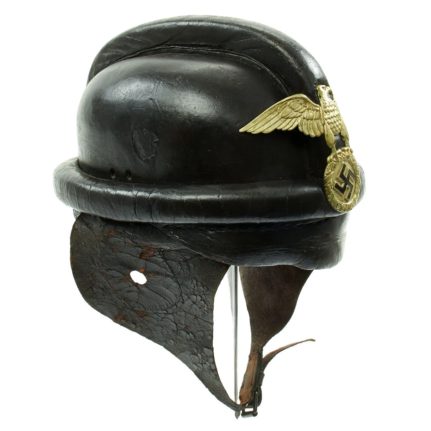 Original German WWII Named 1st Pattern NSKK Crash Helmet - Hans Kiefel 73 / M77.