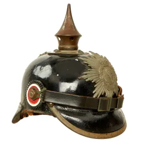 Original Imperial German WWI Kingdom of Saxony M1915 Infantry EM/NCO Pickelhaube Spiked Helmet - dated 1916