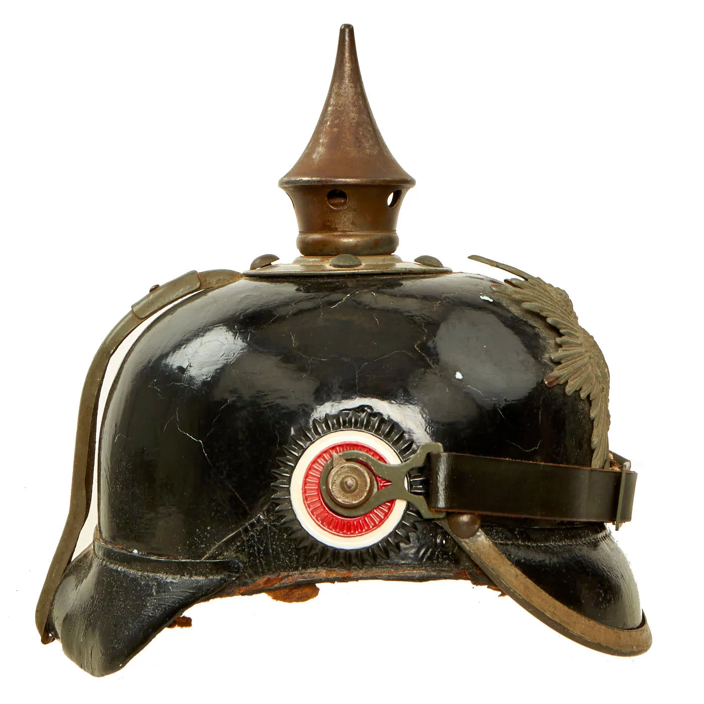 Original Imperial German WWI Kingdom of Saxony M1915 Infantry EM/NCO Pickelhaube Spiked Helmet - dated 1916