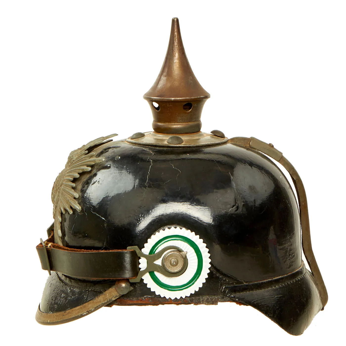 Original Imperial German WWI Kingdom of Saxony M1915 Infantry EM/NCO Pickelhaube Spiked Helmet - dated 1916