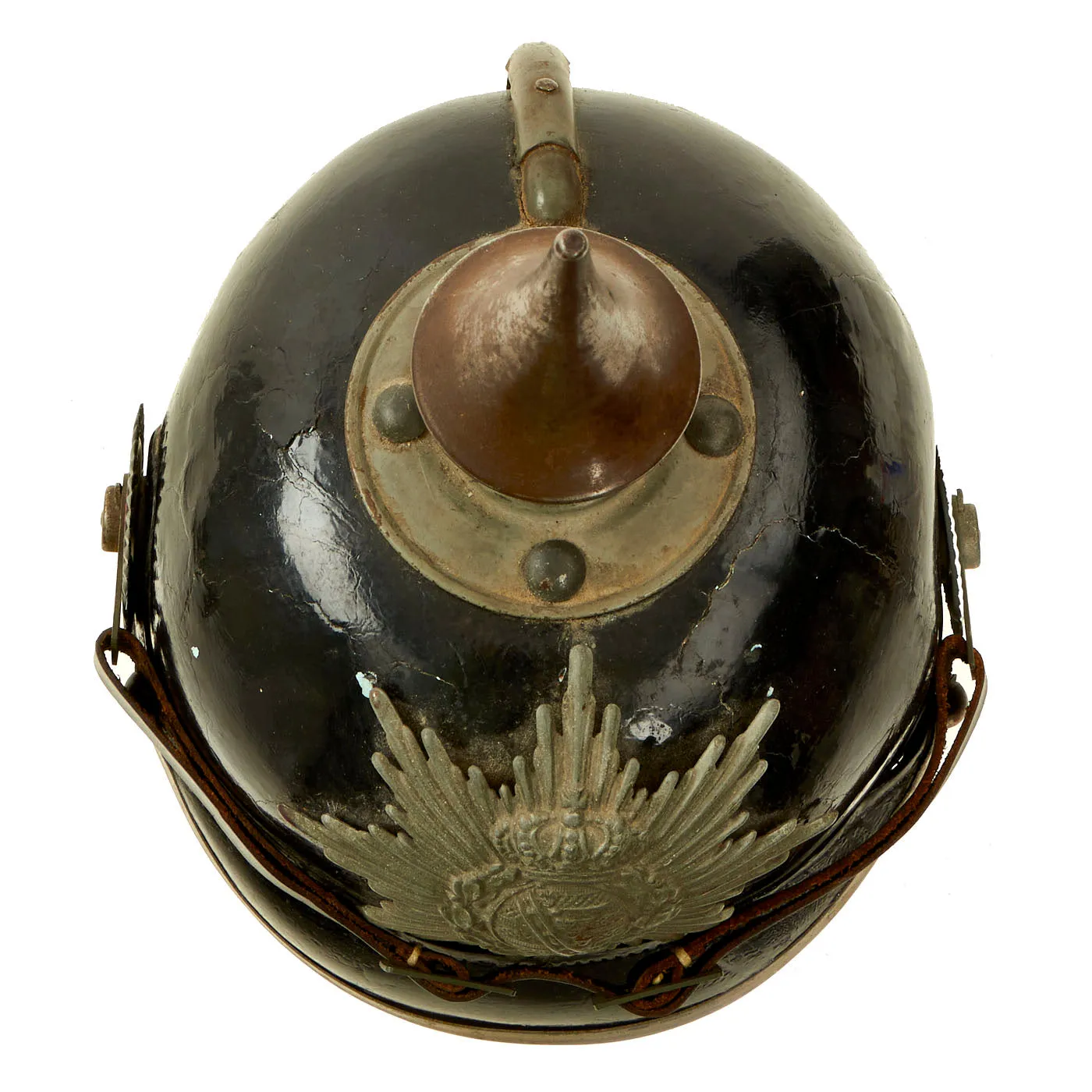 Original Imperial German WWI Kingdom of Saxony M1915 Infantry EM/NCO Pickelhaube Spiked Helmet - dated 1916