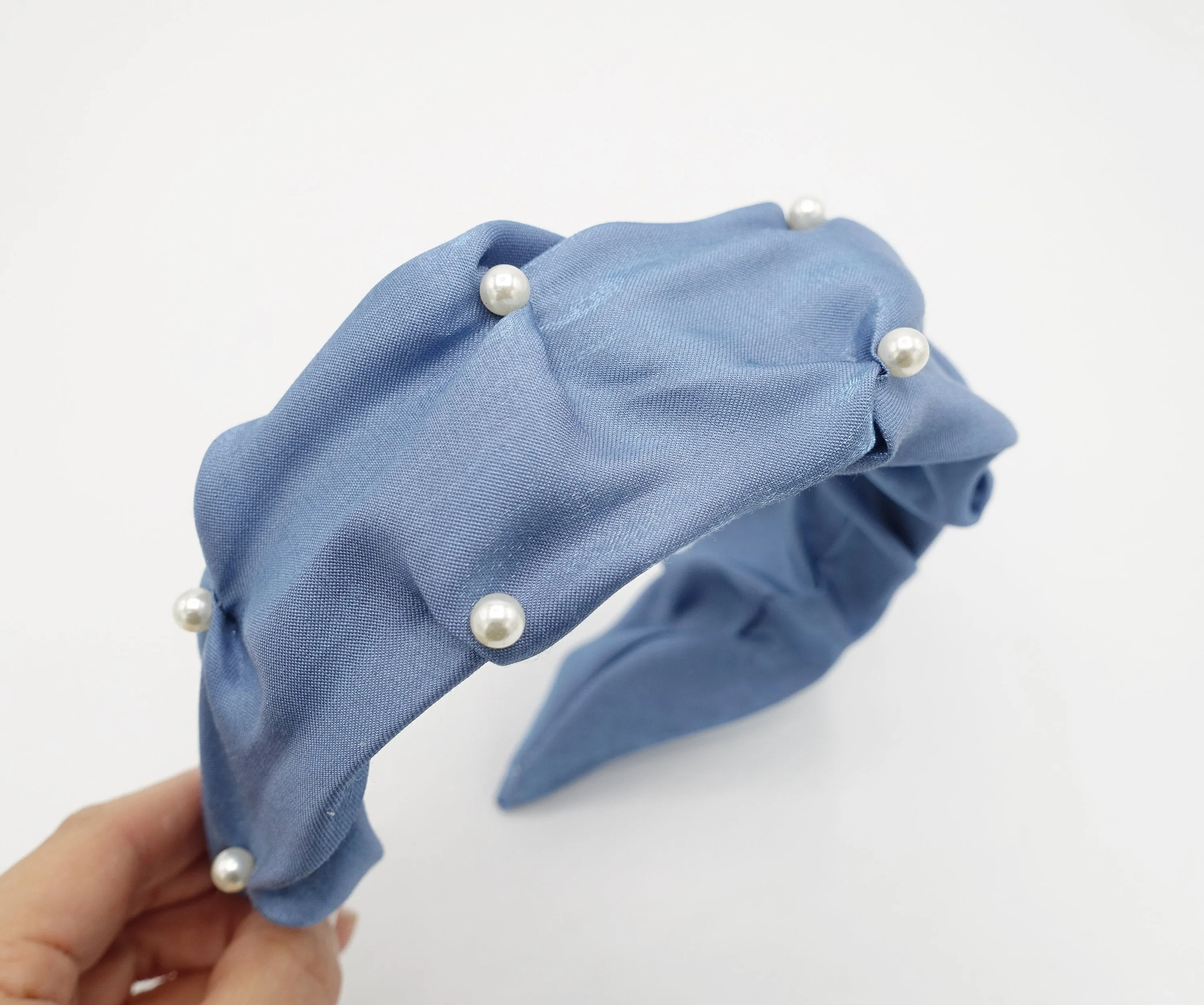 pearl pinch pleated headband Spring Summer fashion hairband for women