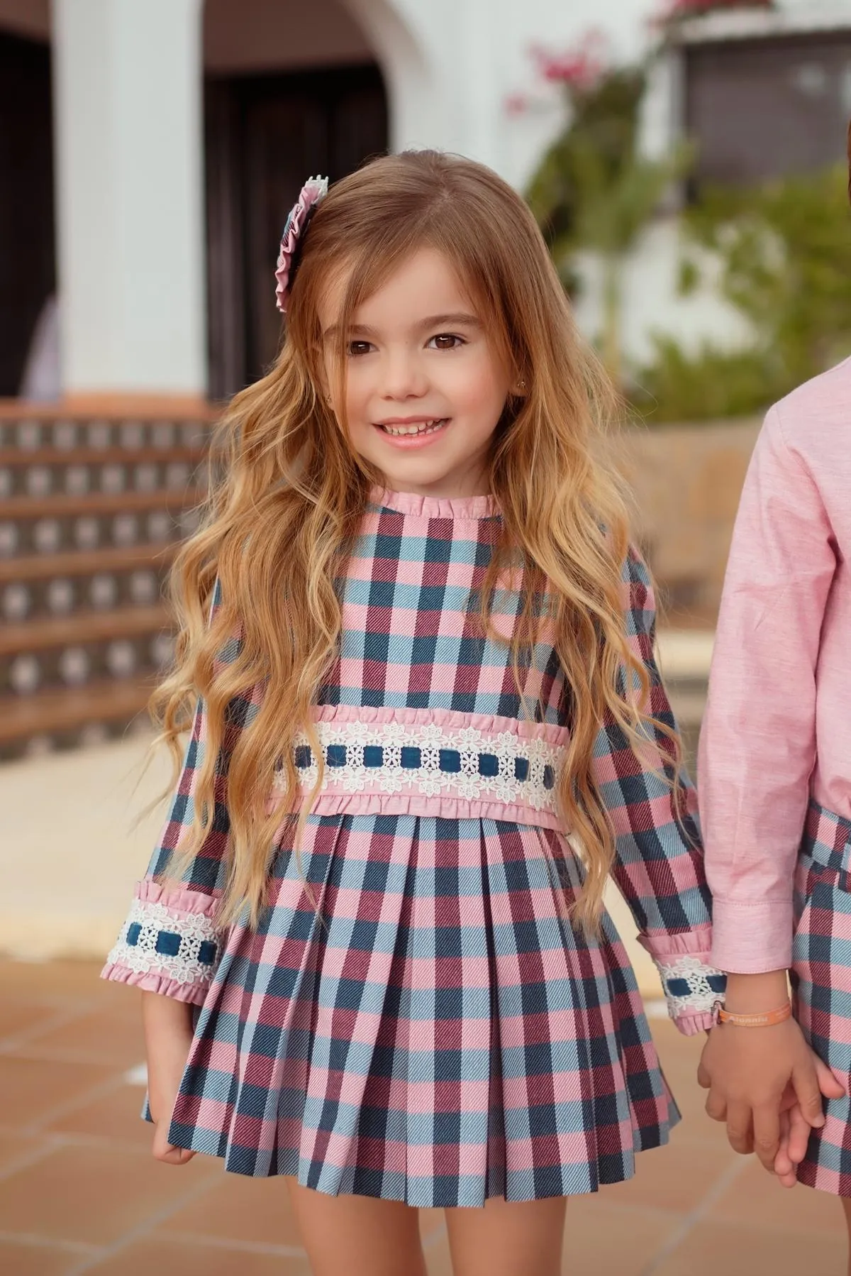 Pink Blue Checkered Dress