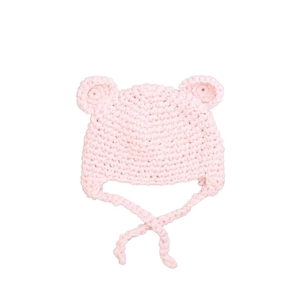 Pink Knit Bear Hat