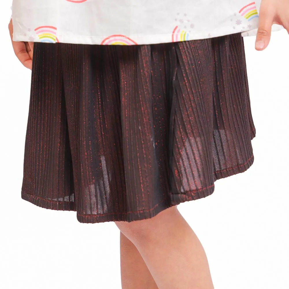 Pleat Short Skirt For Girls - Maroon