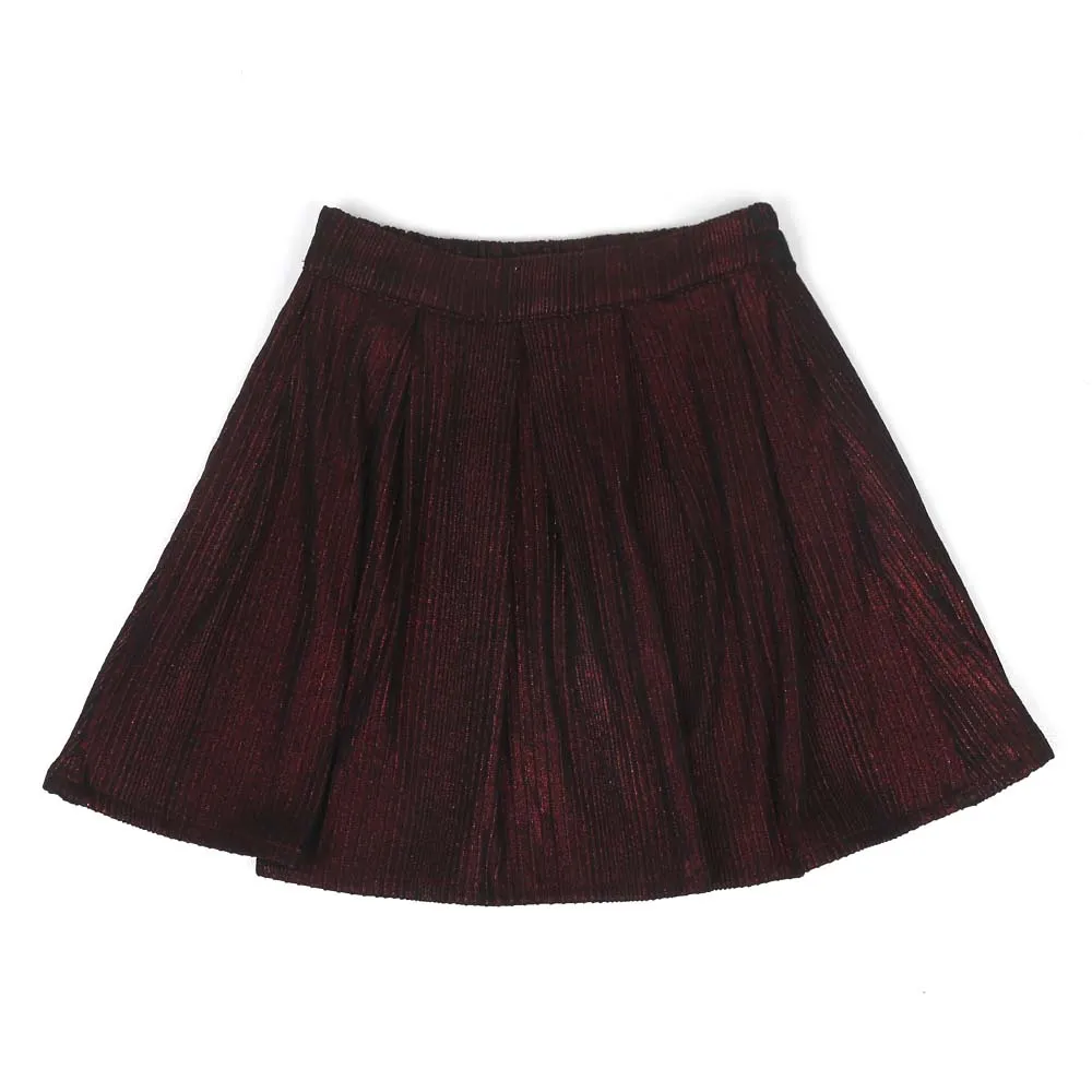 Pleat Short Skirt For Girls - Maroon