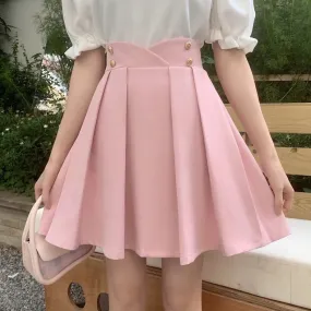 [Plus size] Fairy doll pink petal pleated skirt