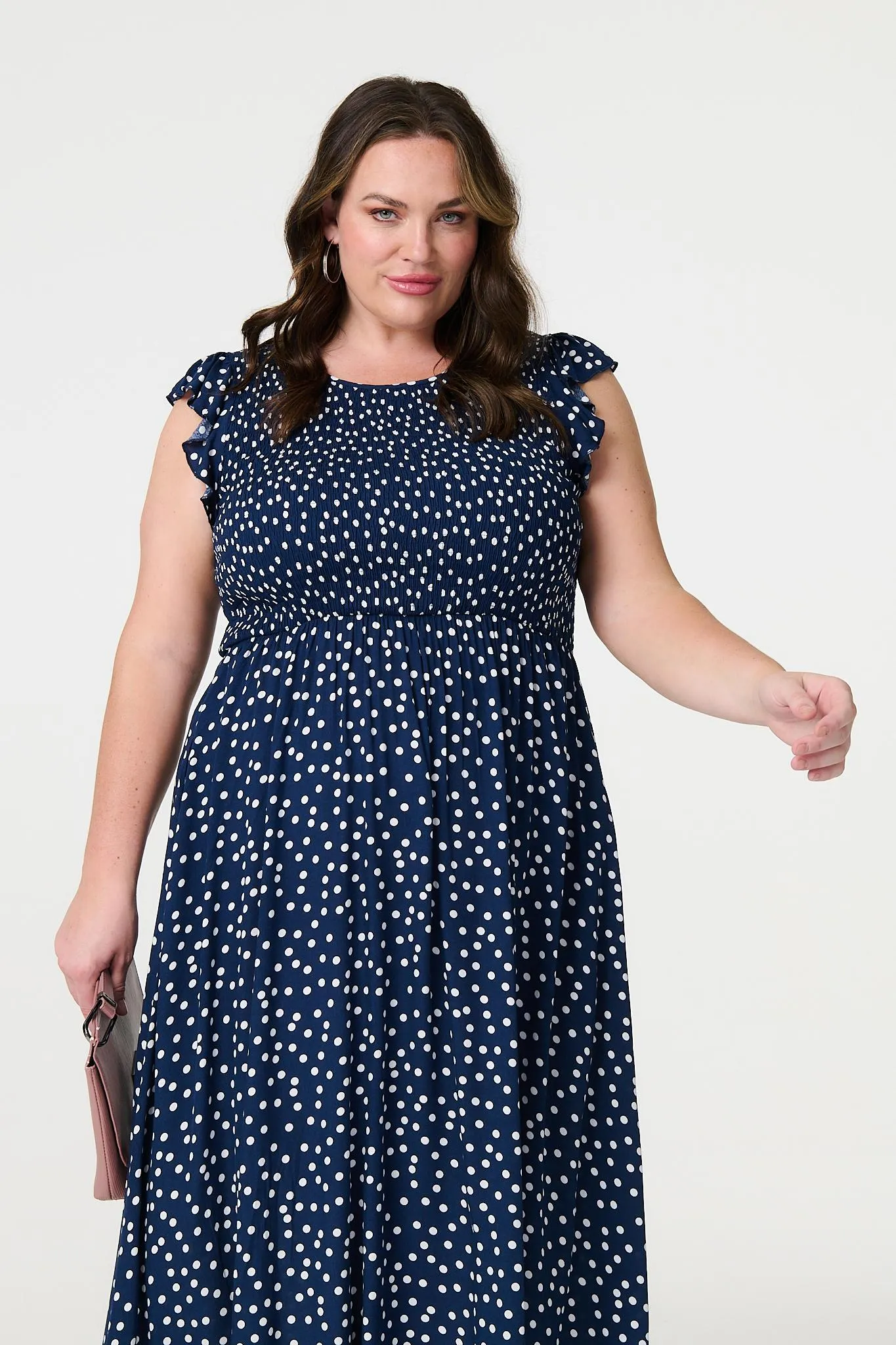 Polka Dot Cap Sleeve Midi Dress