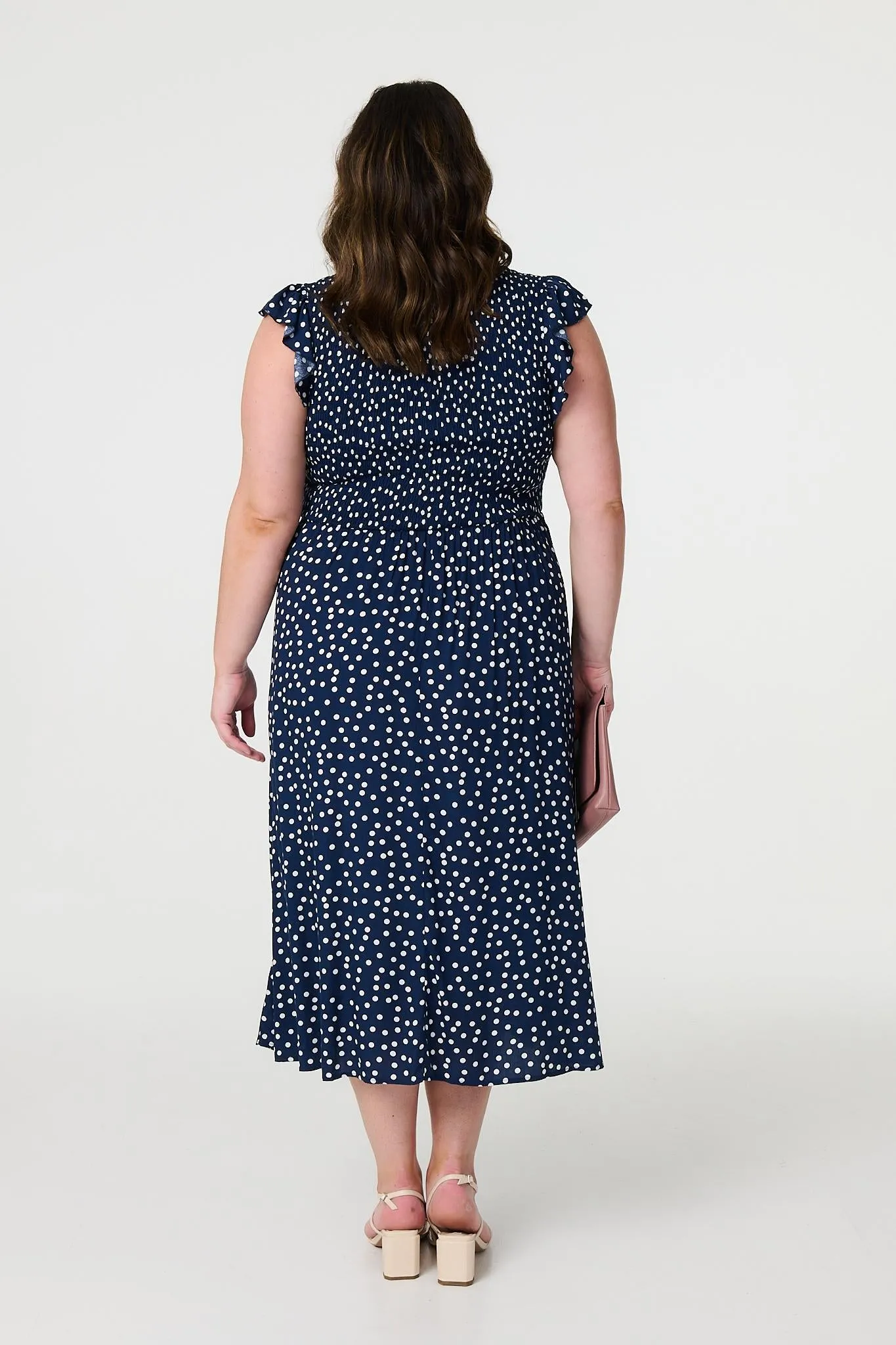 Polka Dot Cap Sleeve Midi Dress