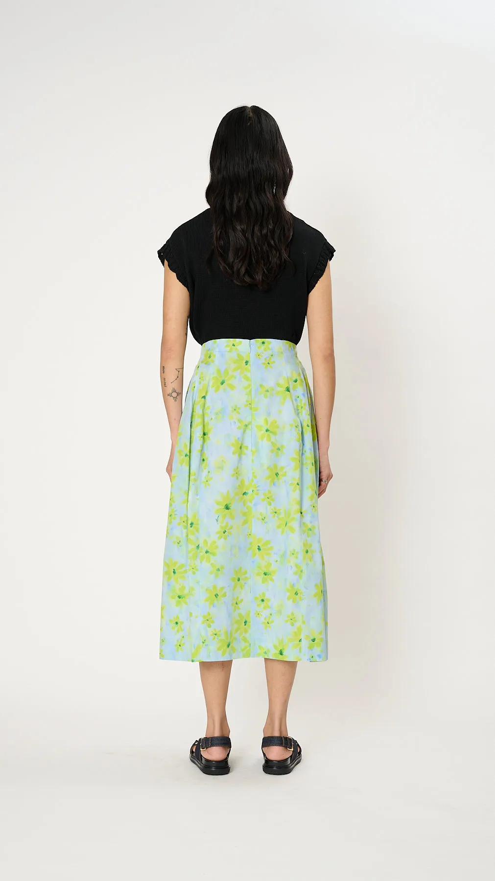 Poplin High-Waist Skirt in Parade Print