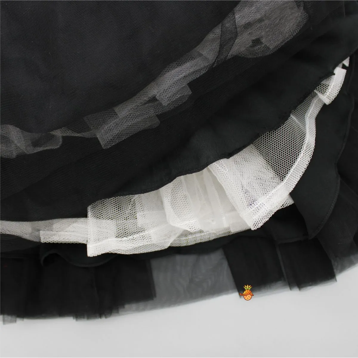 Pre Order: Pearly Adorable Flowers Adorned Black Ruffle Gown