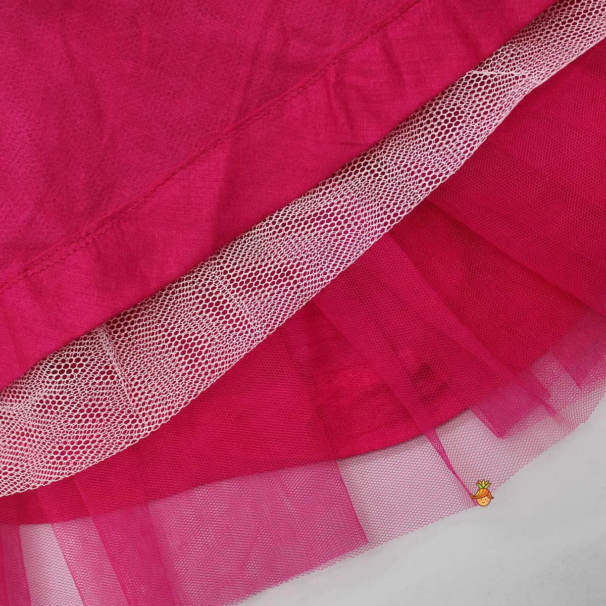 Pre Order: Pleated Armhole Hand Embroidered Pink Top And Lehenga With Net Dupatta