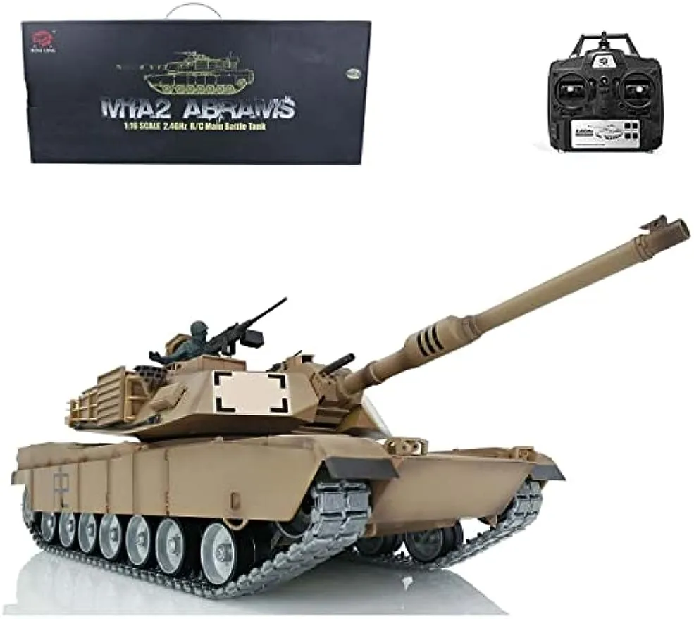 Pro Ver 1/16 Henglong Tk7.0 Abrams M1A2 Rc Tank Ir Battle Bb Shooting 3918 360° Turret Barrel Recoil Metal Wheels