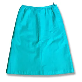 Rare 1960s-1970s Seafoam Teal Leather Skirt by Sills, Bonnie Cashin