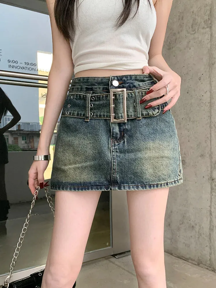 Retro Denim Y2K Streetwear Short Skirt