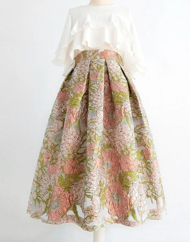 Retro Organza Embroidery Skirt (Made-to-order)