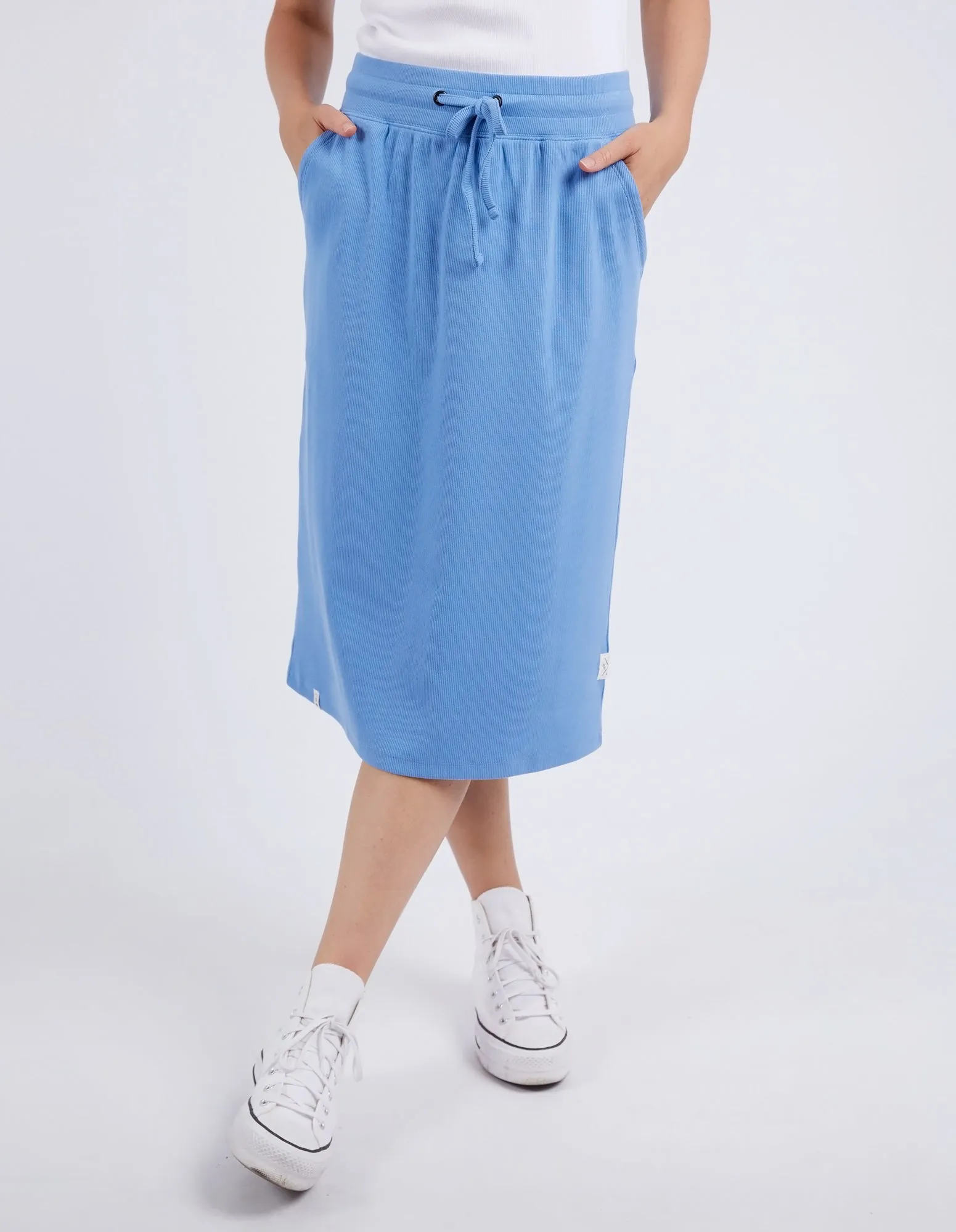 Rib Midi Skirt Cerulean Blue