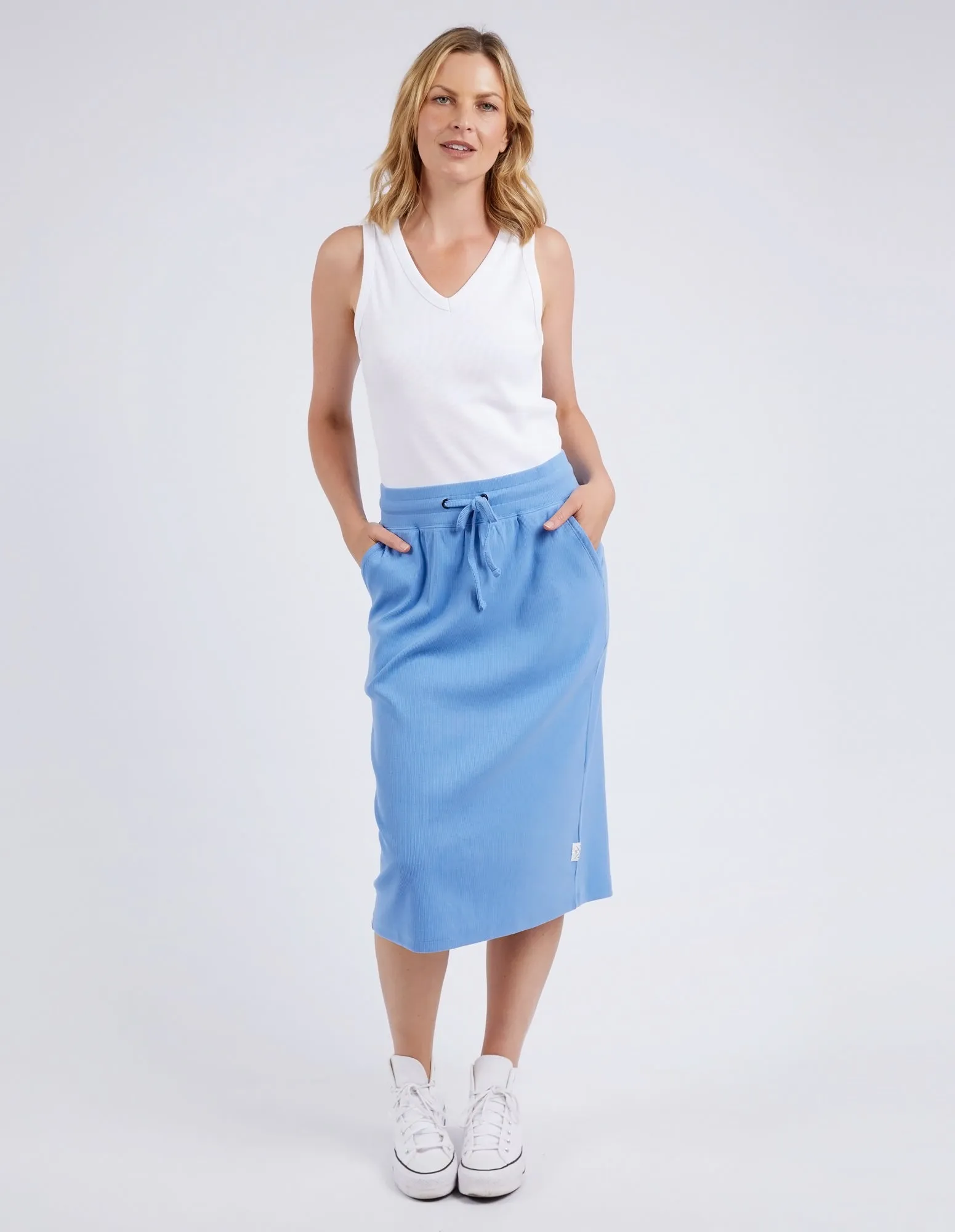 Rib Midi Skirt Cerulean Blue