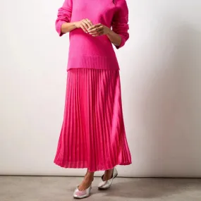 Ro&Zo Pleated Midi Skirt In Pink