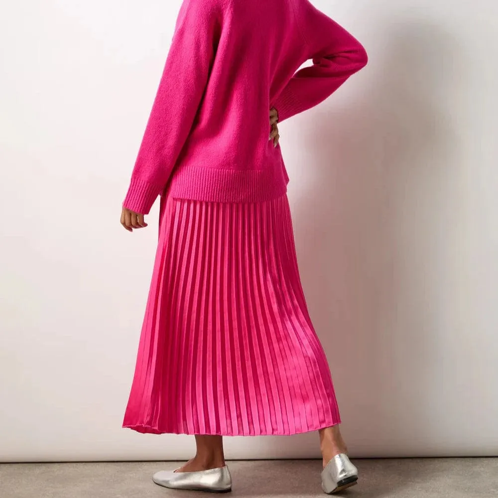 Ro&Zo Pleated Midi Skirt In Pink