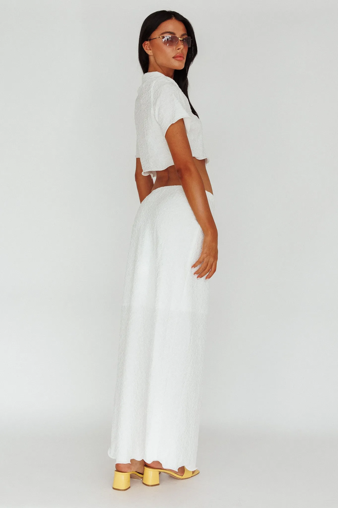 Roman Midi Skirt Textured White