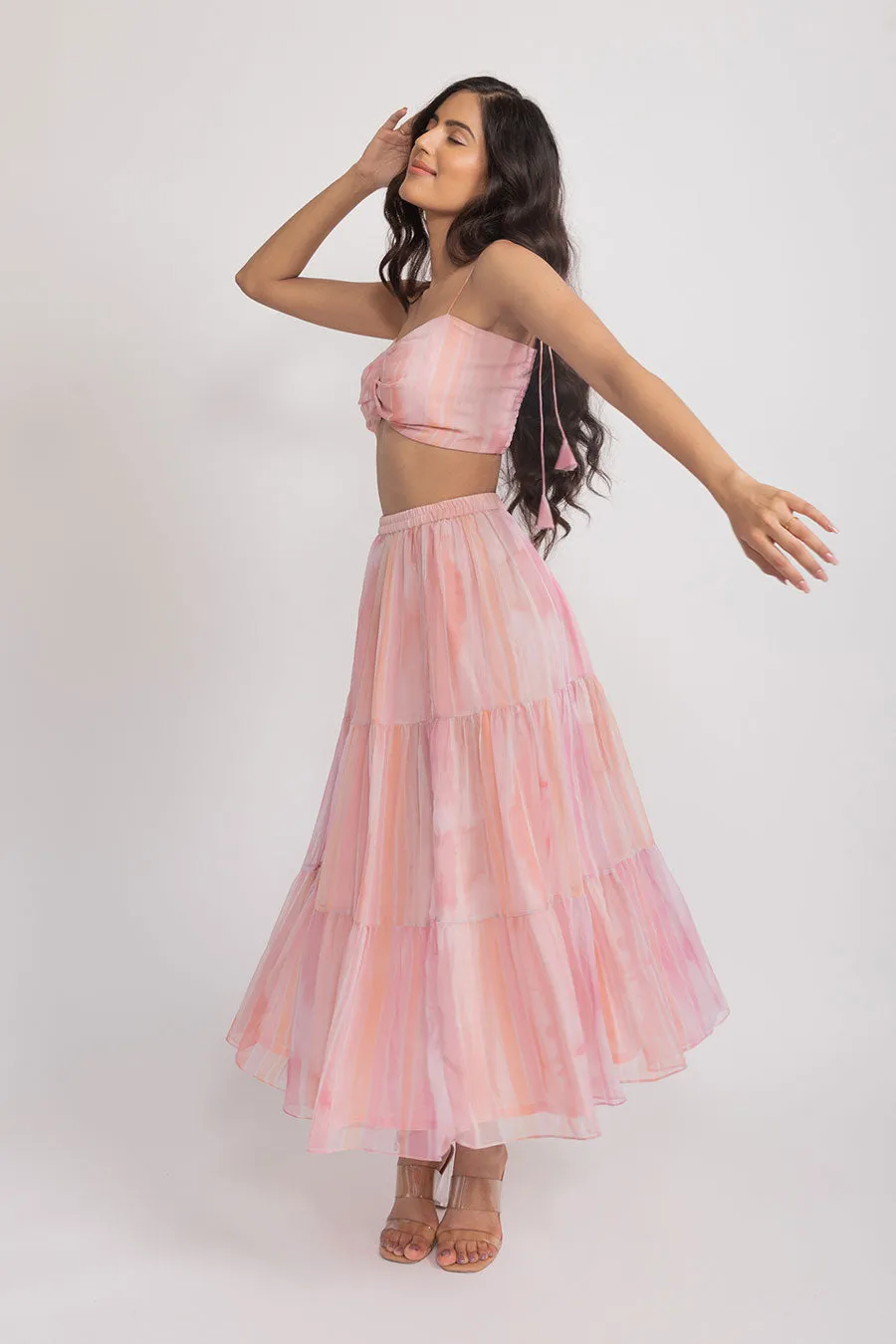 Roseate Pink Chiffon Co-Ord Set