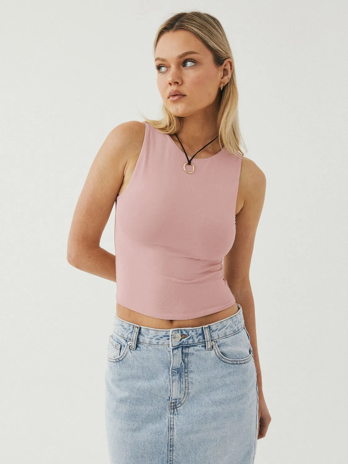 Round Neck Cropped Tank