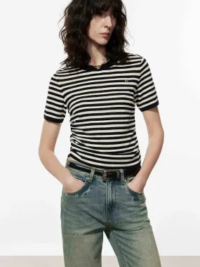 Ruched Detail Striped T-shirt