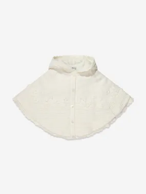 Sarah Louise Girls Hooded Poncho in Ivory