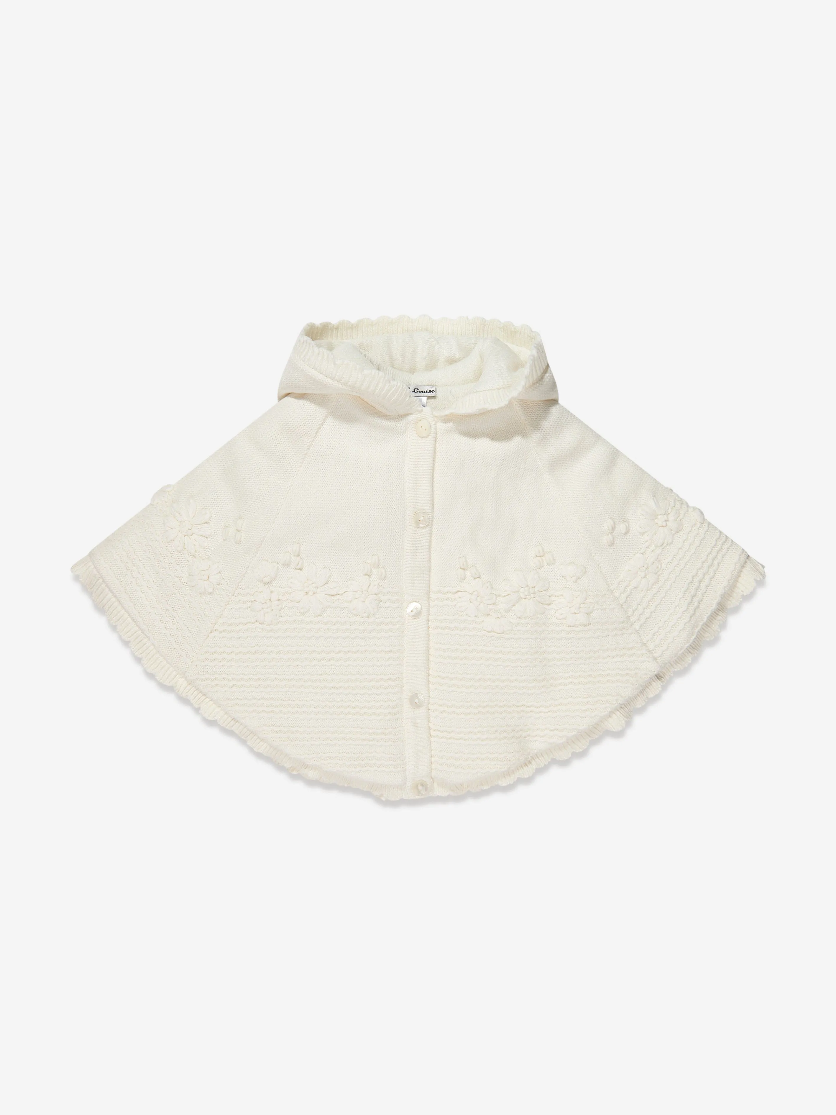 Sarah Louise Girls Hooded Poncho in Ivory