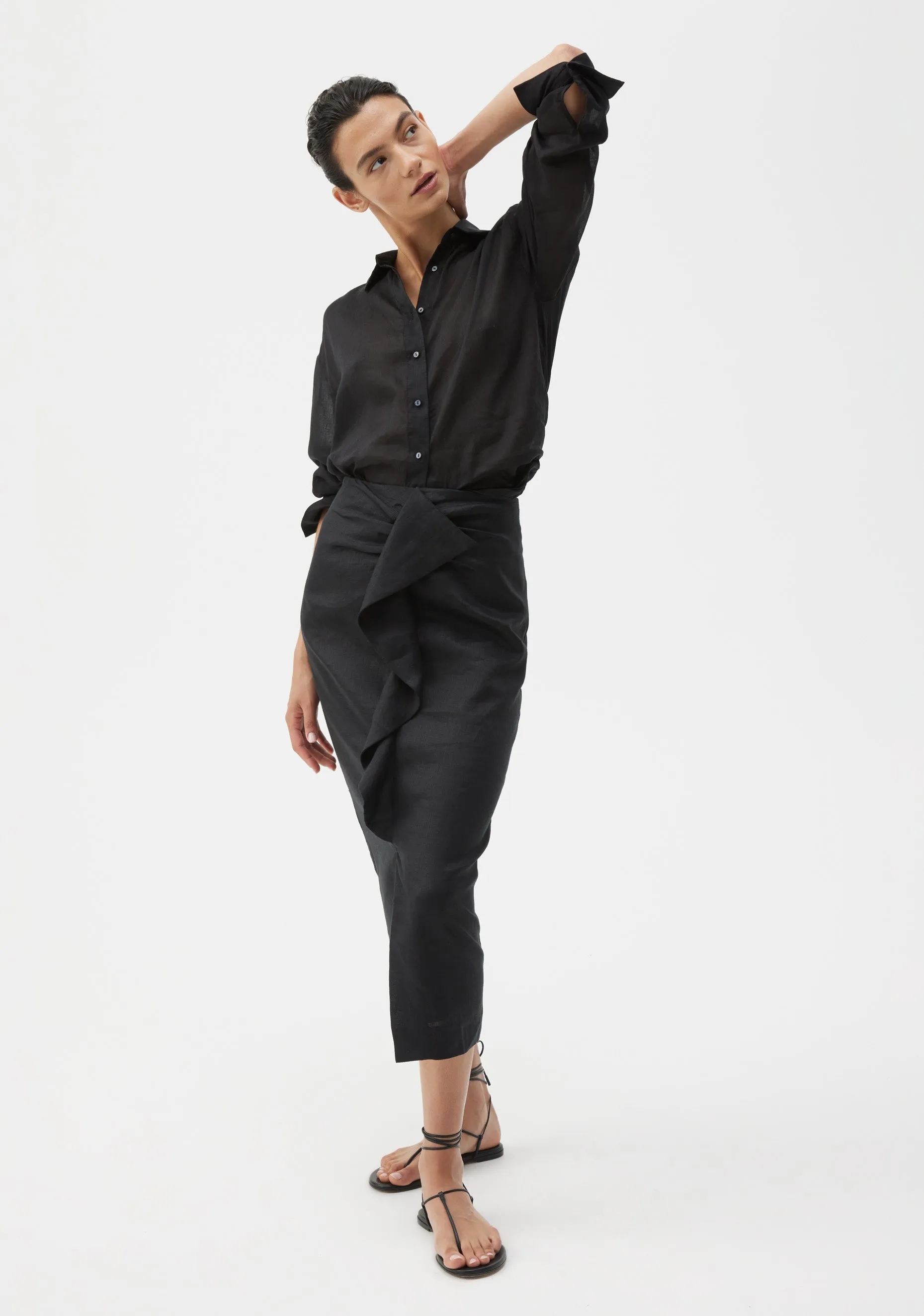 Savasi Linen Skirt_Black