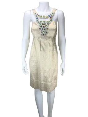 Shoshanna, Women's Jeweled Occasion Dress, Gold, New with Tags, Size 8