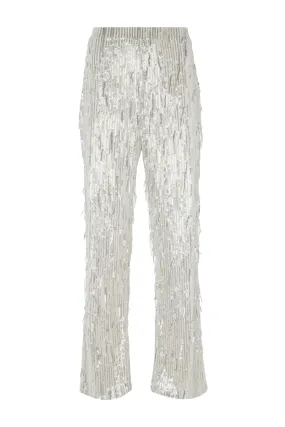 Silver Sequin Tassel Trousers