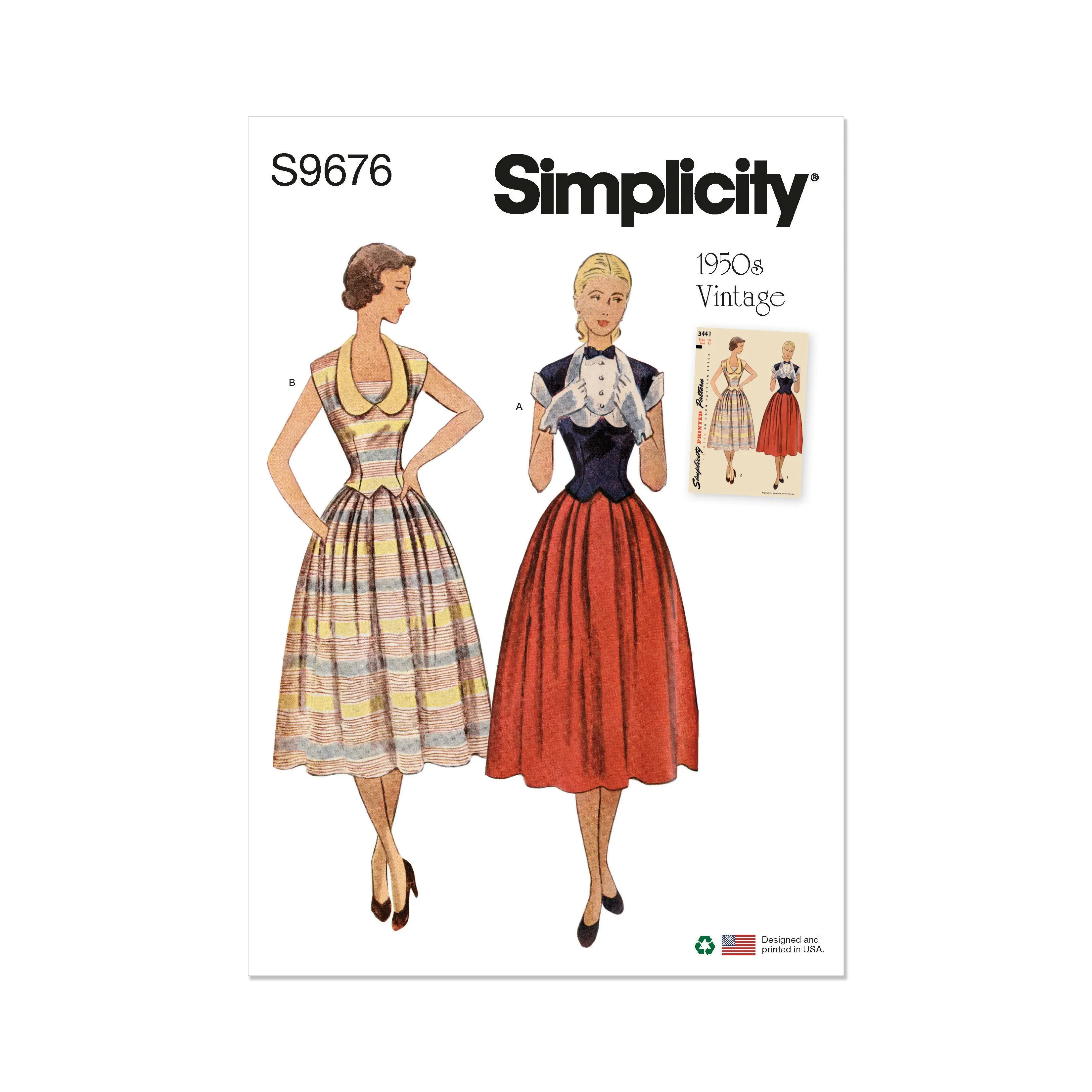 Simplicity pattern 9676 Misses' Vintage Two-Piece Dresses