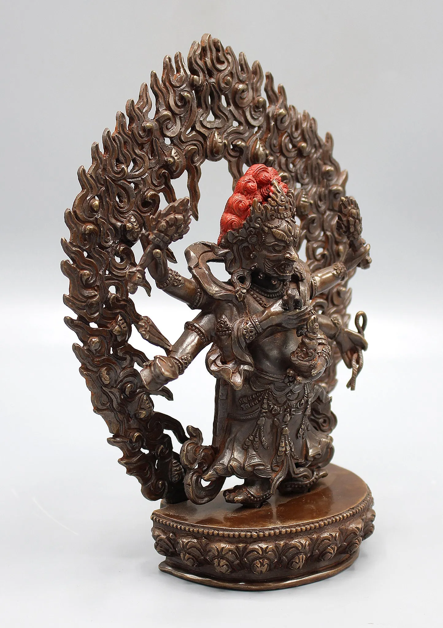 Six Armed White Mahakala Copper Statue