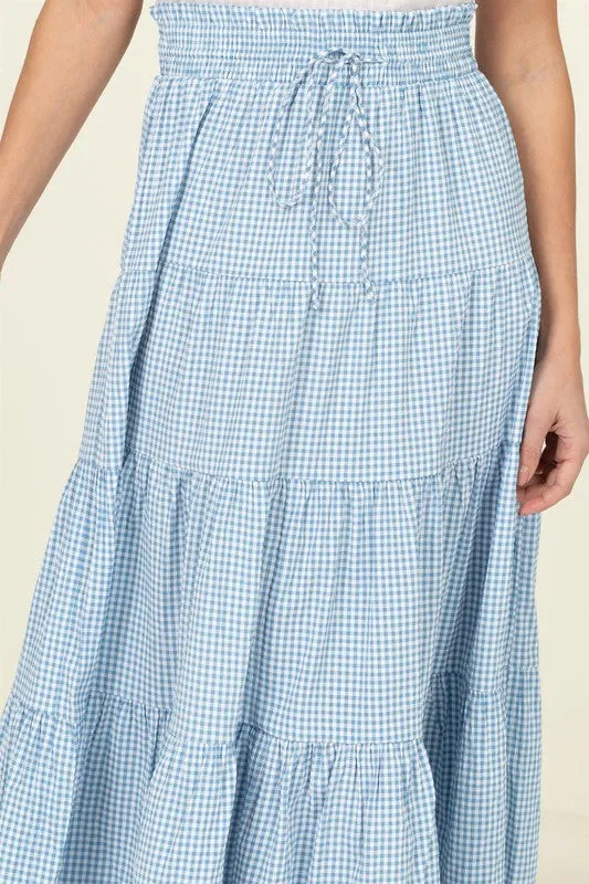 Skirt Alert High-Waist Gingham Print Midi Skirt