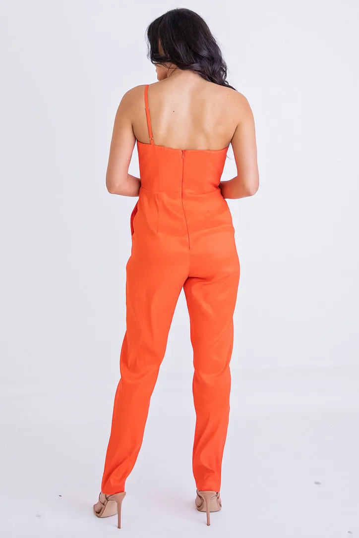 Solid Taffeta Knot Jumpsuit