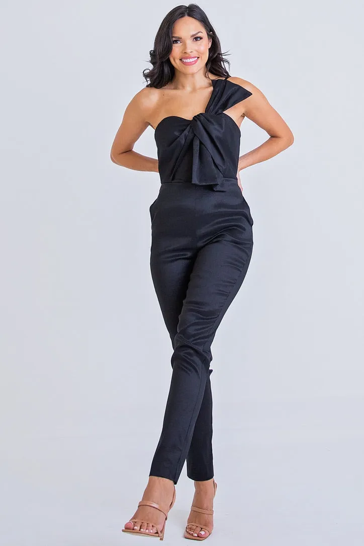 Solid Taffeta Knot Jumpsuit