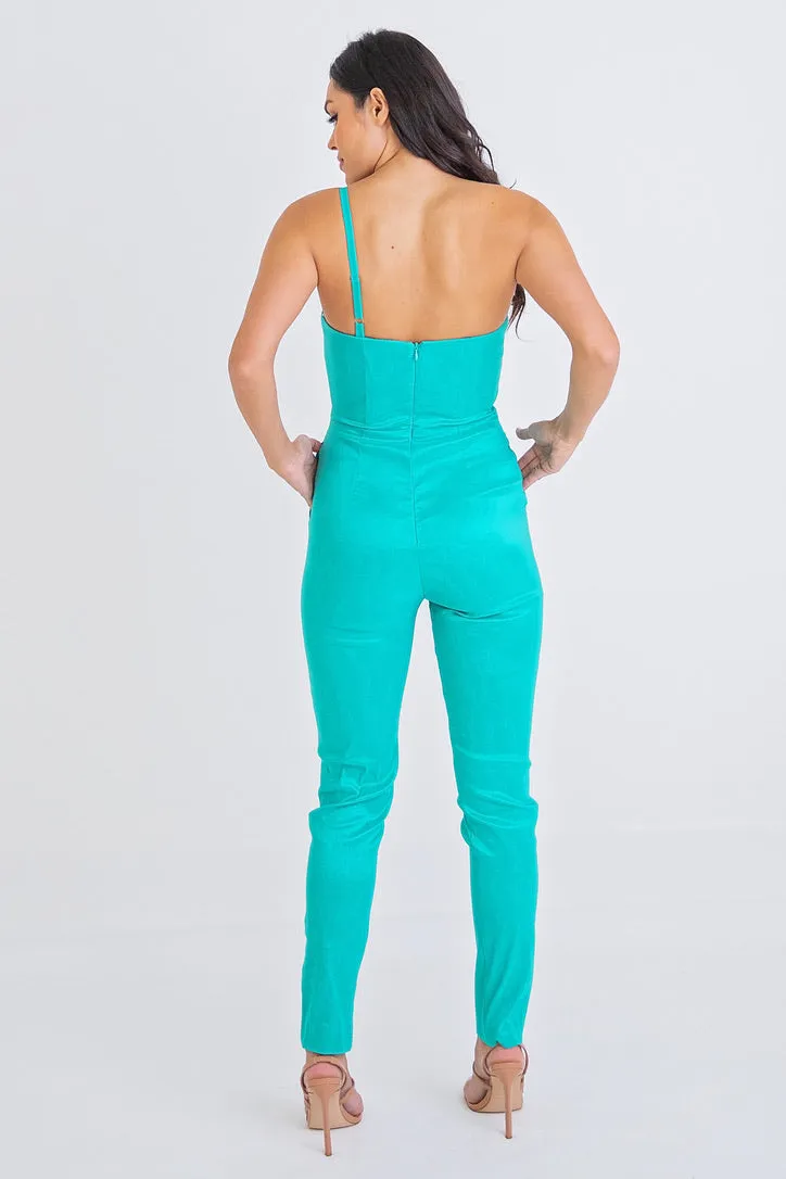 Solid Taffeta Knot Jumpsuit