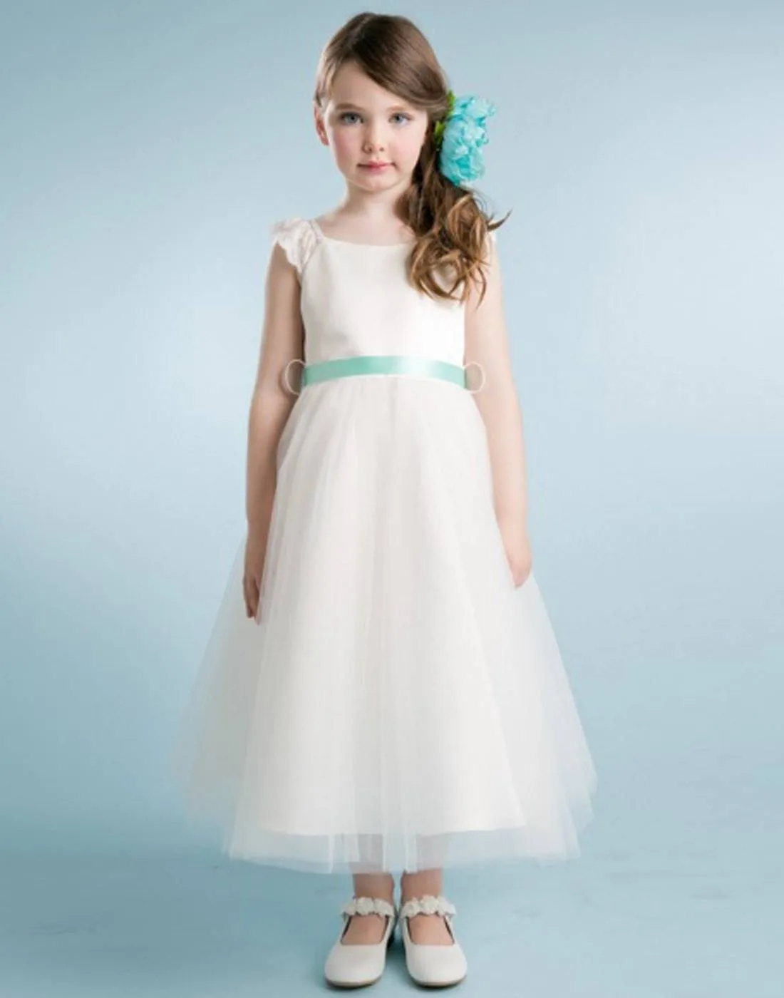 Sparkly Taffeta Bodice and Organza Overlay Skirt Dress - White