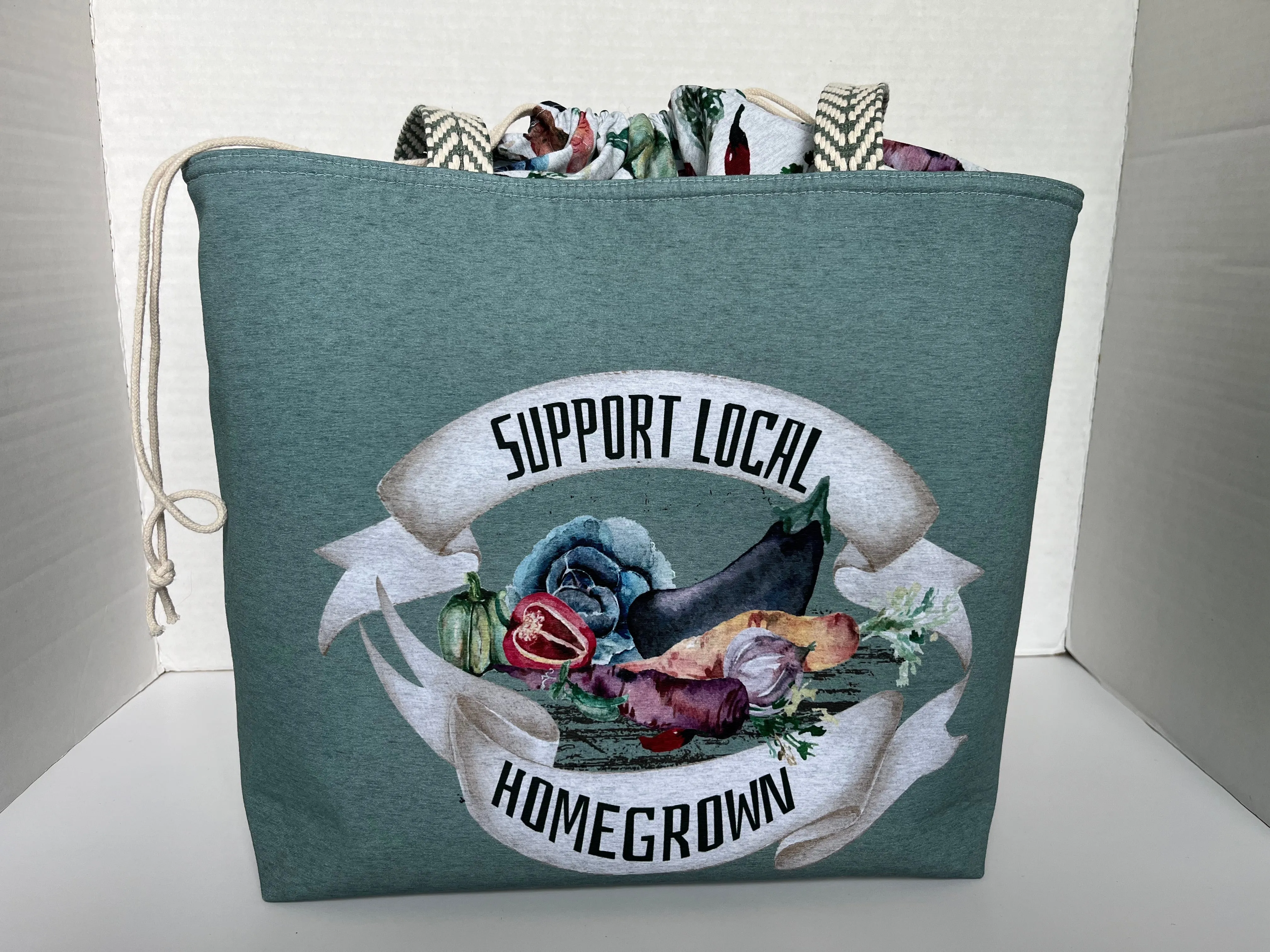 Support Local Watercolour Vegetables Farmers Market themed Bag