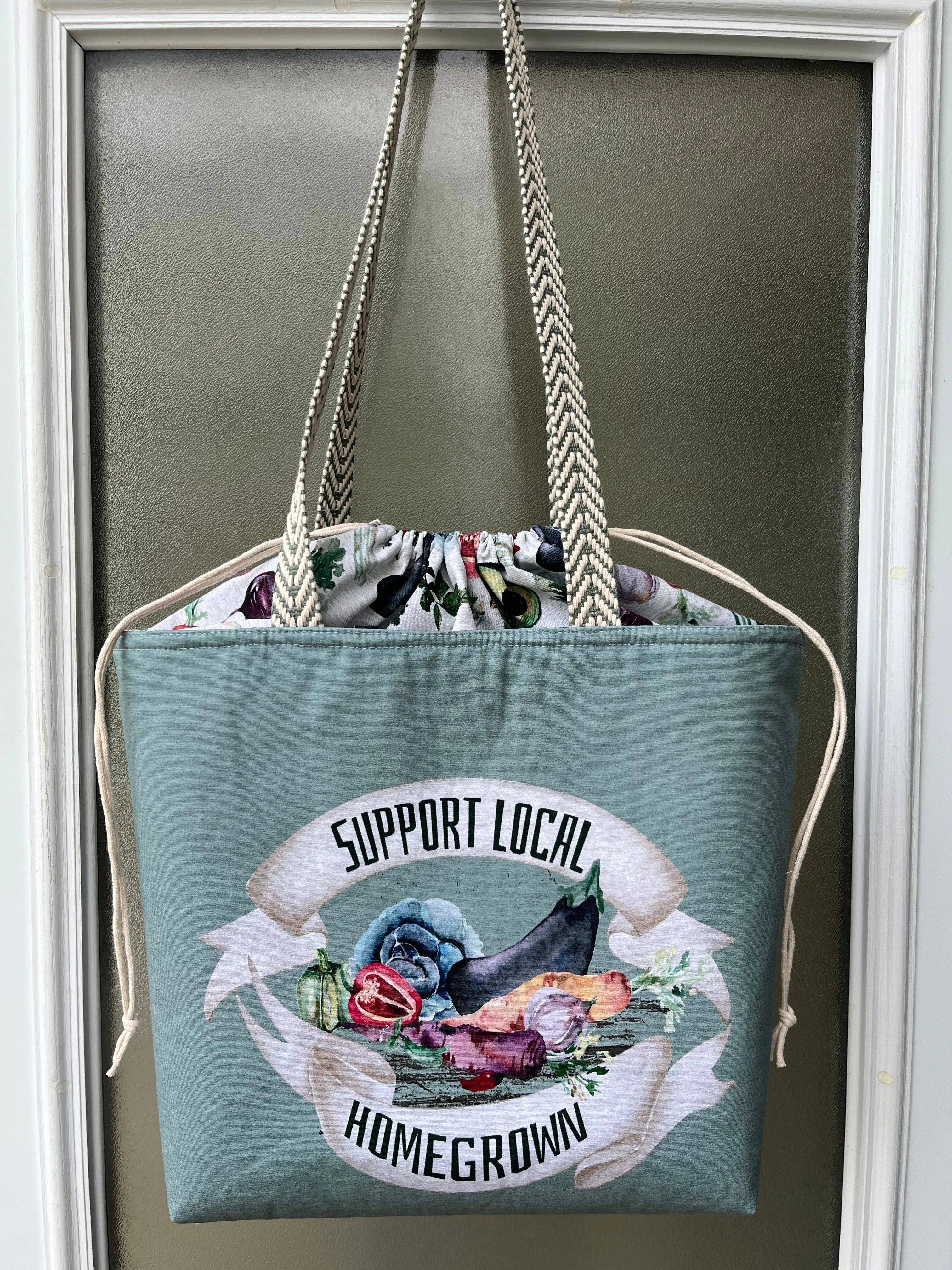 Support Local Watercolour Vegetables Farmers Market themed Bag