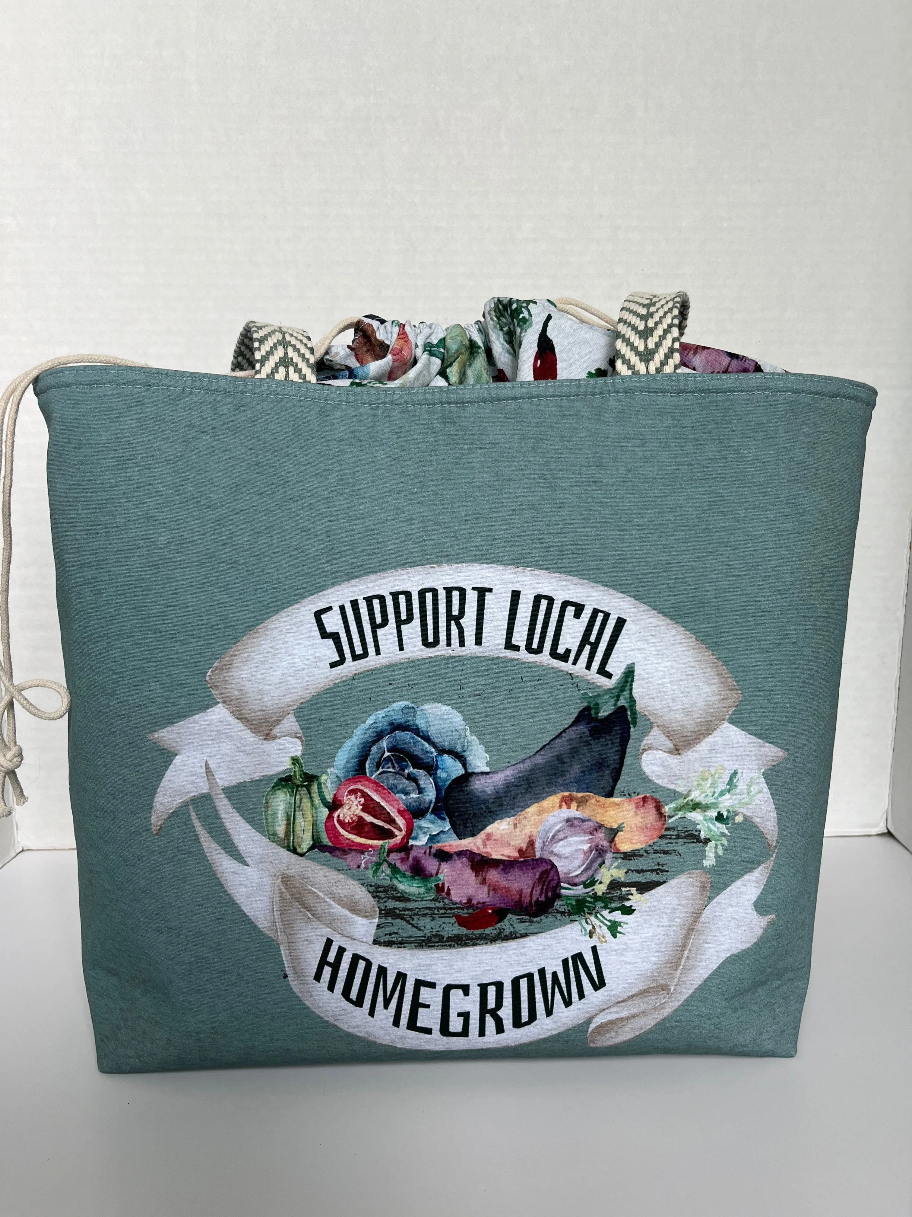 Support Local Watercolour Vegetables Farmers Market themed Bag