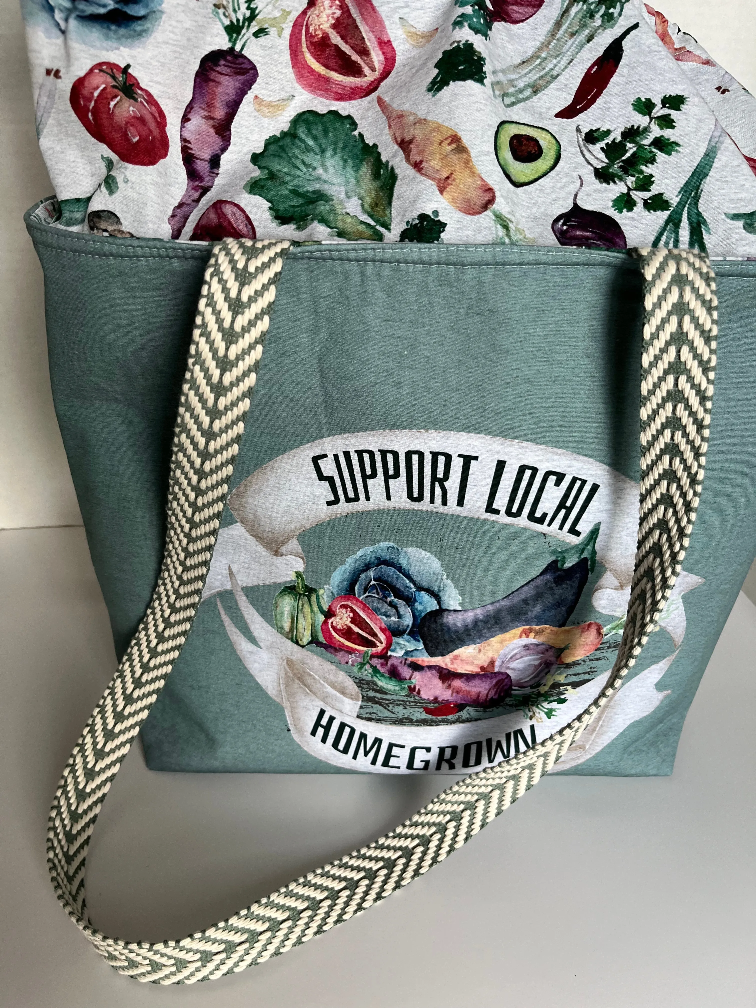 Support Local Watercolour Vegetables Farmers Market themed Bag