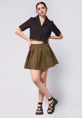 Tailored Pleated Mini Skirt